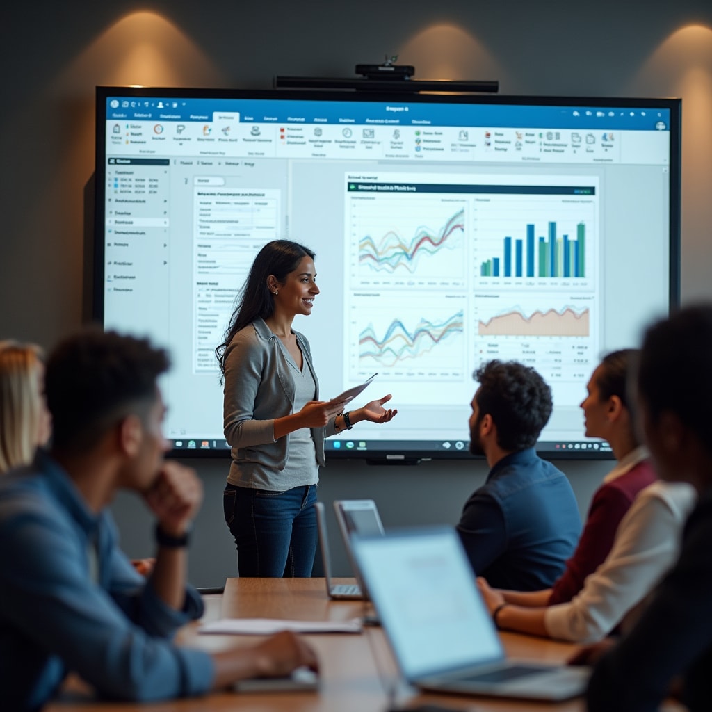 Instructor teaching custom report creation with examples of various report formats