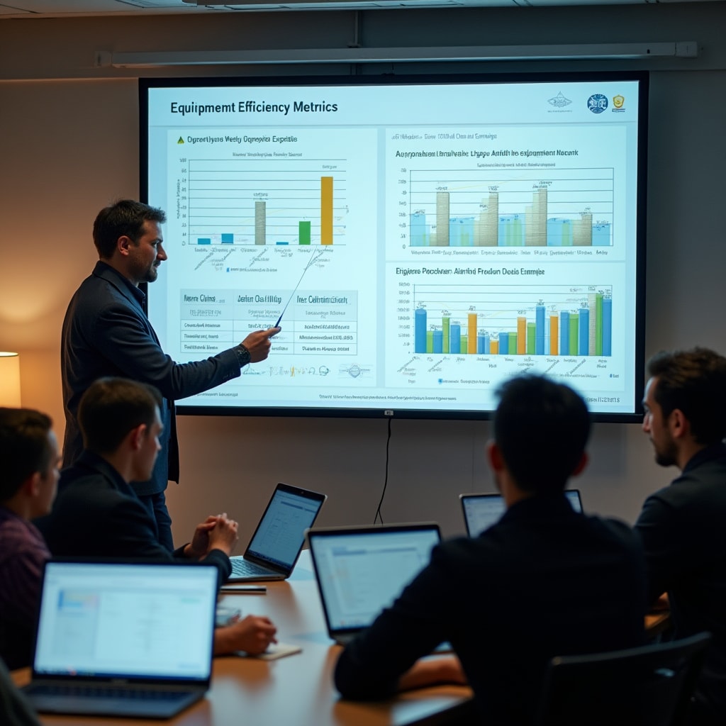 Technical training on equipment efficiency metrics with real production data examples